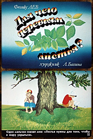 Продам диафильм для дошкольников Для чего деревьям листья