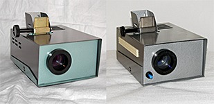 Наглядное отличие разных модификаций фильмоскопа Ф-68. Слева более привычный аппарат выпуска 70-х годов. Справа - изначальная модель конца 60-х