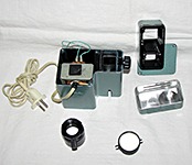 Основные модули фильмоскопа ФМД-1. Корпус с трансформатором, объектив, блок конденсора