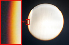 Хроматическая аберрация на границе светового пятна фильмоскопа